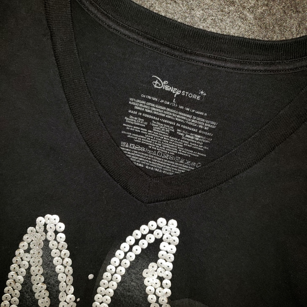Disney Store Minnie Mouse V-neck T Black Sz Lg - Picture 7 of 7